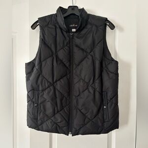 Caslon Elegant Black Puffer Vest Outerwear - L
